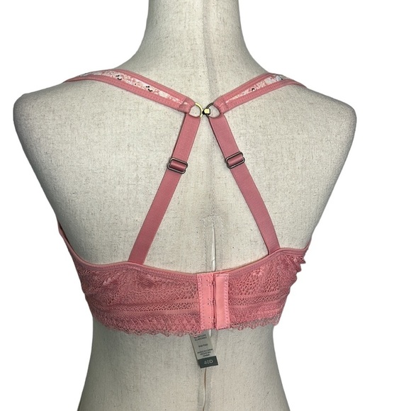 Lucky Brand Pink Floral Bra Size 40D Underwire Lace Back - Picture 3 of 6
